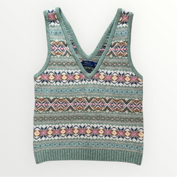 Polo Ralph Lauren Tops - Polo Ralph Lauren Fair Isle Sweater Vest Wool Cashmere Blend Spring XS